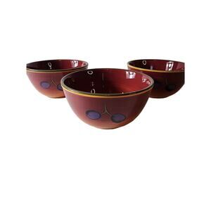 LAURIE GATES Brown Sonora Olives 5 1/2" Cereal Bowls - Set of 3